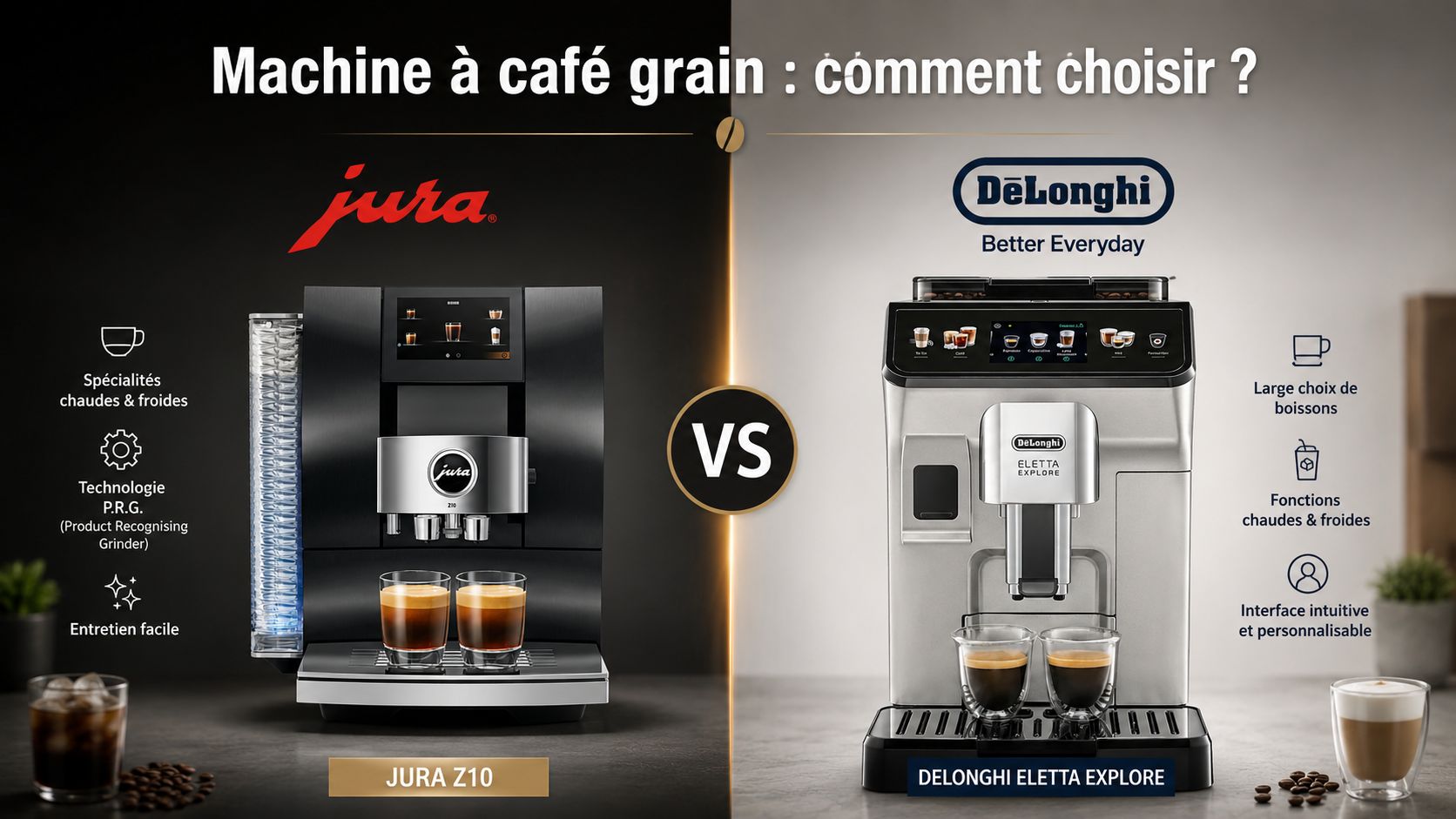 Comparatif Jura vs Delonghi : quel expresso broyeur choisir ?