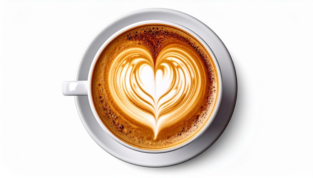 Latte art en forme de coeur